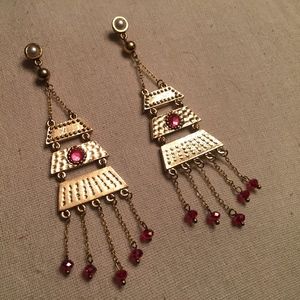 Pyramid Shaped Gold Tone Earrings